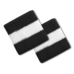 Cotton Terry Cloth Stripe Sports Wrist Band 2 Pack