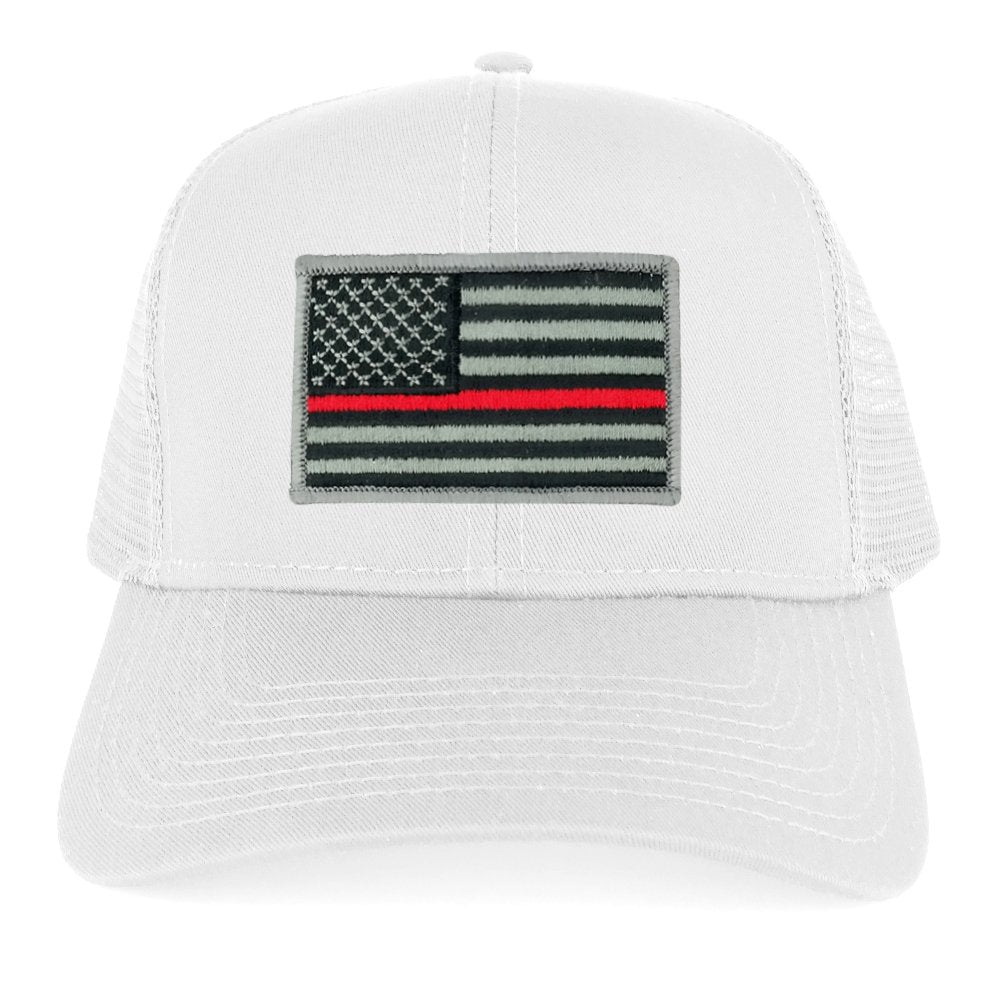 Armycrew USA American Flag Embroidered Patch Snapback Mesh Trucker Cap - White