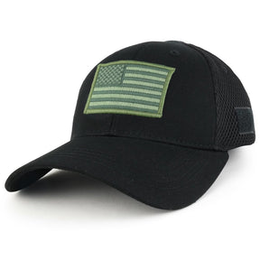 Armycrew US American Flag Olive Embroidered Patch Low Crown Adjustable Tactical Mesh Cap