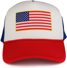 Armycrew American Flag Printed Foam Mesh Back Two Tone Trucker Cap