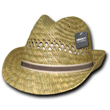 DECKY Cool Open Weave 100% Mat Straw Woven Summer Fedora Hat
