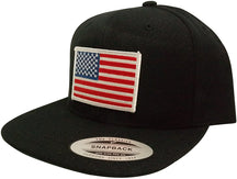 Flexfit Original Snapback with Patriotic American Flag Patch - Black (One Size, Desert Patch)