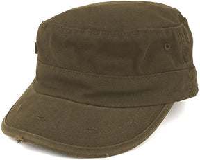 Washed Cotton Army BDU Style Fitted Military Cap - Black - L-XL