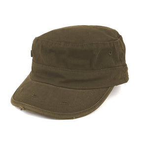 Washed Cotton Army BDU Style Fitted Military Cap - Black - L-XL