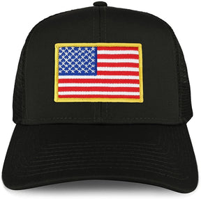 Armycrew XXL Oversize Yellow USA Flag Patch Mesh Back Trucker Baseball Cap