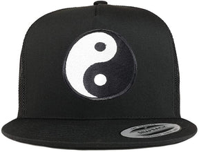 Armycrew 5 Panel White Yin Yang Patch Flatbill Mesh Cap