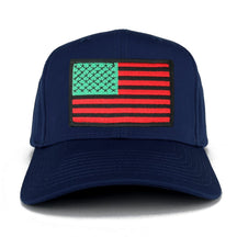 USA American Flag Logo Embroidered Iron On Patch Snap Back Cap - Navy