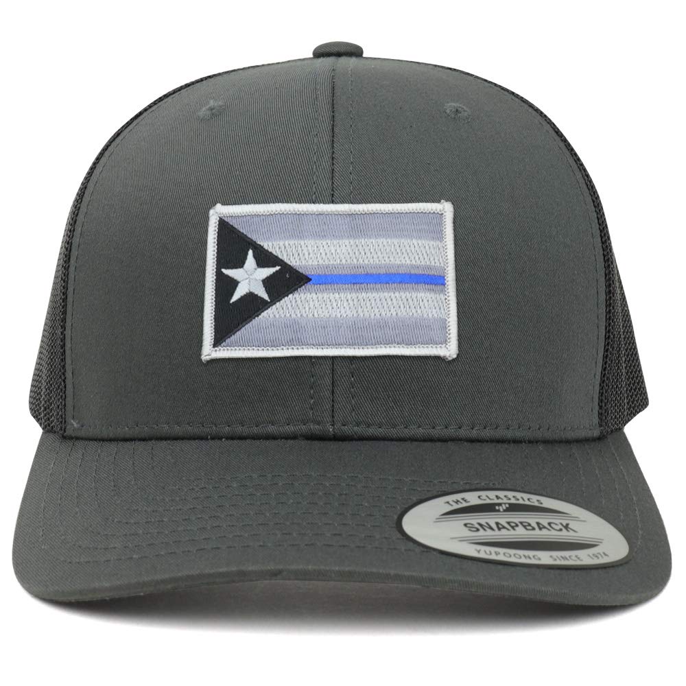 Armycrew Puerto Rico Thin Blue Line Flag Patch Mesh Trucker Cap