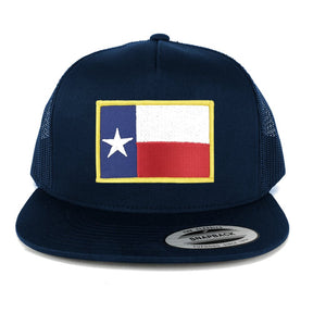 Flexfit 5 Panel Texas State Flag Embroidered Iron on Patch Snapback Mesh Back Cap