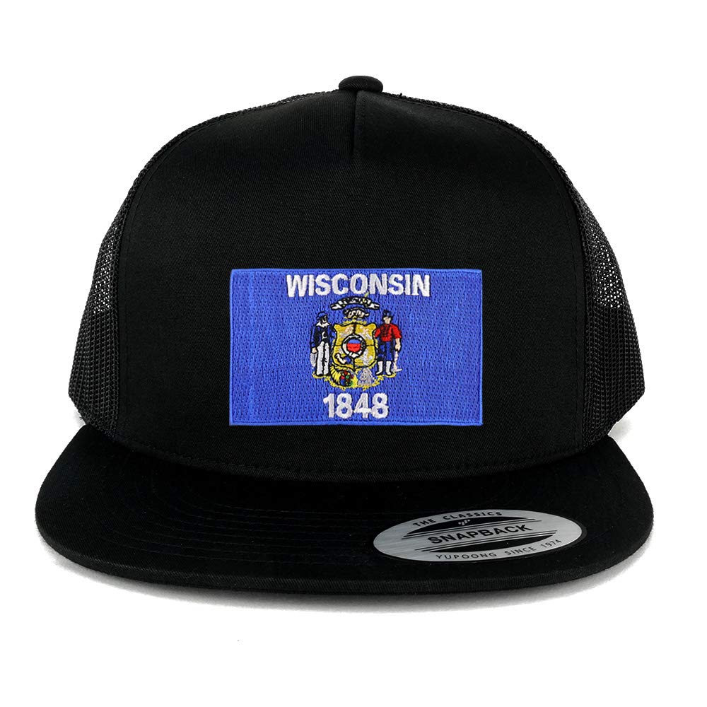 Armycrew Oversize XXL New Wisconsin State Flag Patch 5 Panel Snapback Mesh Cap