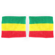 Rasta Green, Yellow and Red Colored 2 Piece Wristband Pair