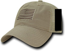 Soft Fit American Flag Embroidered Cotton Trucker Mesh Back Cap - Dark Grey
