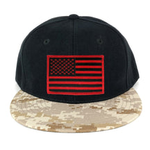 USA American Flag Embroidered Iron on Patch Desert Camo Bill Snapback Cap - DES