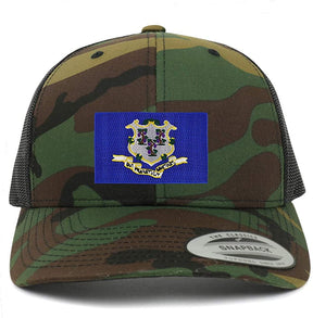 Armycrew New Connecticut State Flag Embroidered Patch Retro Trucker Mesh Cap