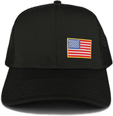 Small Yellow Side American Flag Embroidered Iron on Patch Trucker Mesh Cap