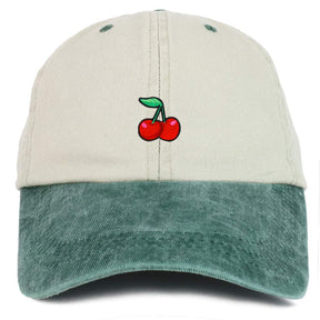 Armycrew Cherry Embroidered Patch Unstructured Cotton Washed Baseball Cap
