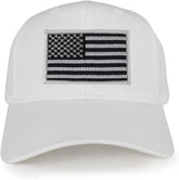 USA American Flag Logo Embroidered Iron On Patch Snap Back Cap - White