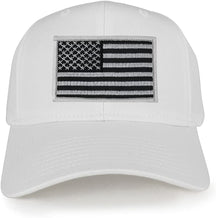 USA American Flag Logo Embroidered Iron On Patch Snap Back Cap - White