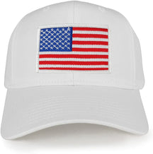 USA American Flag Logo Embroidered Iron On Patch Snap Back Cap - White
