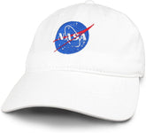 Armycrew NASA Insignia Embroidered 100% Cotton Washed Cap (One Size, White)