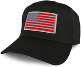 Armycrew XXL Oversize Red Grey USA American Flag Patch Solid Baseball Cap - Black
