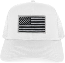 Armycrew USA American Flag Embroidered Patch Snapback Mesh Trucker Cap - White