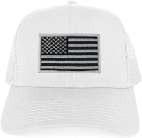 Armycrew USA American Flag Embroidered Patch Snapback Mesh Trucker Cap - White