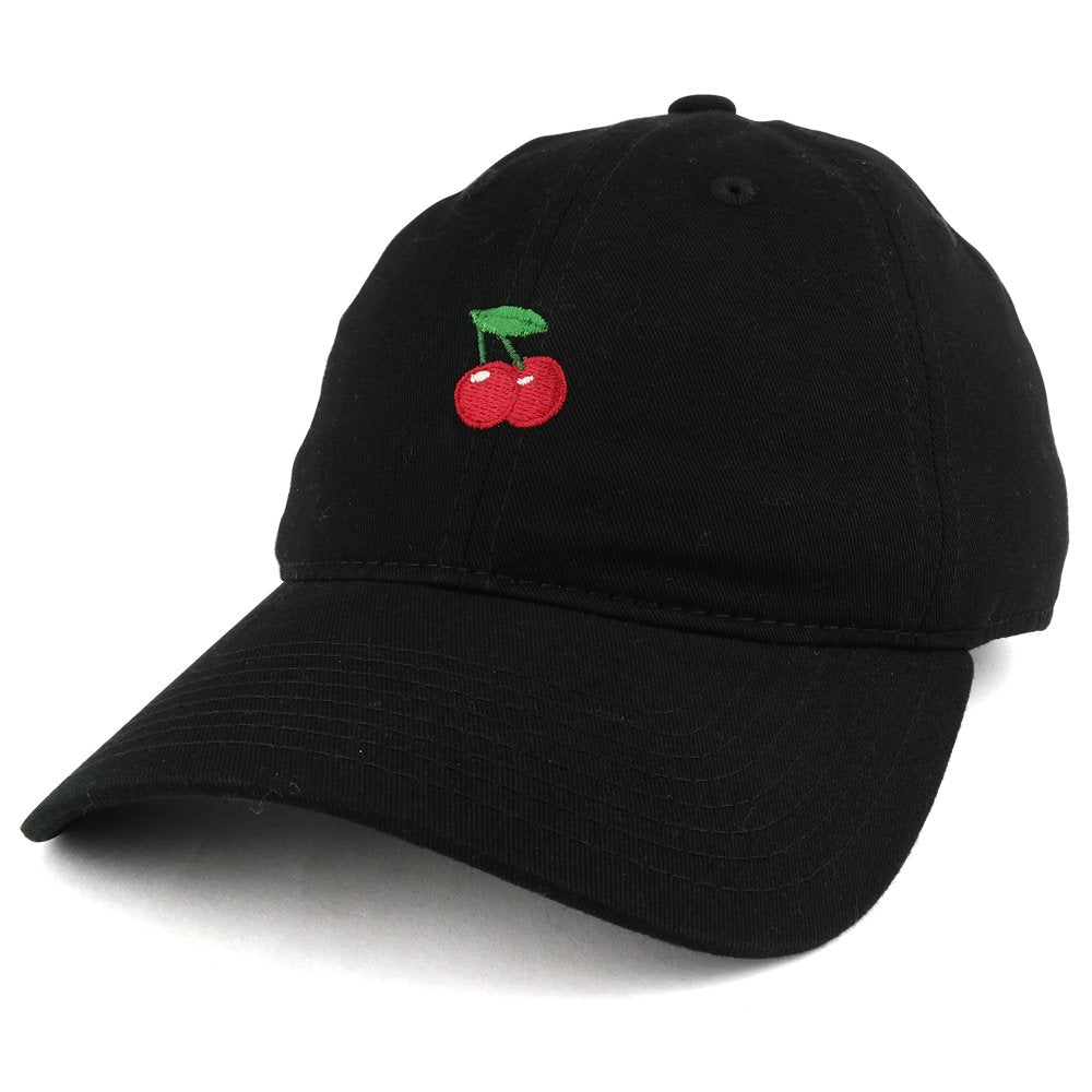 Armycrew Small Cherry Embroidered Washed Cotton Soft Crown Adjustable Dad Hat