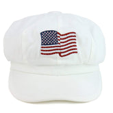Armycrew USA Embroidered American Flag with Optical Light Newsboy Cap