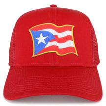 Armycrew Puerto Rico Waving Flag Patch Structured Mesh Trucker Cap - Black