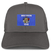 Armycrew New Wisconsin Home State Flag Embroidered Patch Mesh Trucker Cap