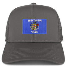Armycrew New Wisconsin Home State Flag Embroidered Patch Mesh Trucker Cap