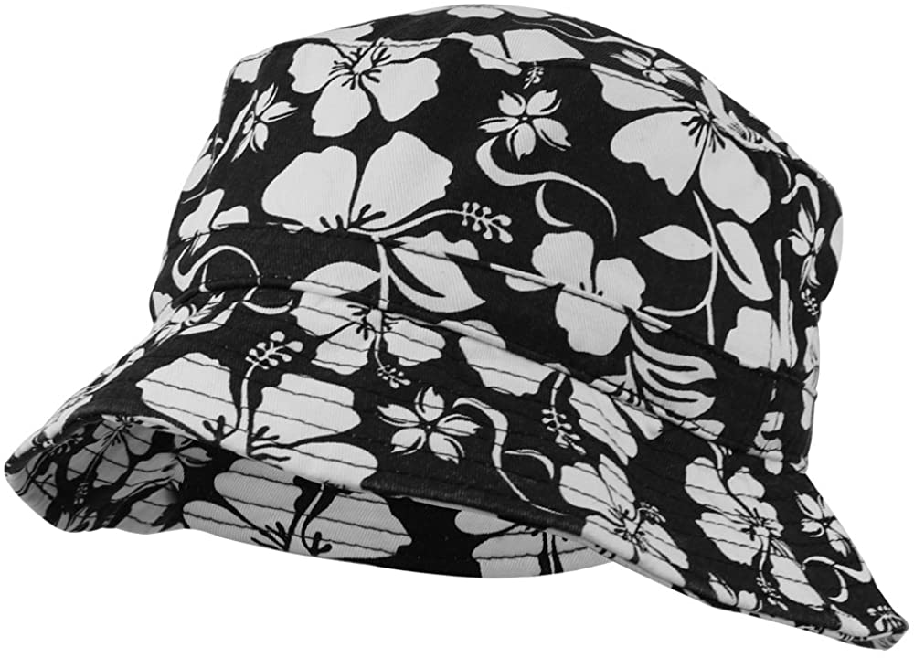 Armycrew Hibiscus Hawaiian Tropical Floral Foldable Fisherman's Bucket Hat