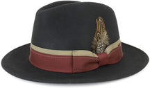 Armycrew XXL Oversize Wide Brim Wool Felt Fedora with Feather Dual Color Hatband