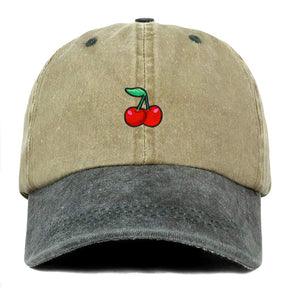 Armycrew Cherry Embroidered Patch Unstructured Cotton Washed Baseball Cap