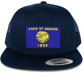 Armycrew New Oregon State Flag Patch 5 Panel Flatbill Snapback Mesh Cap