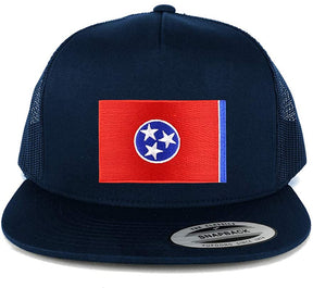 Armycrew New Tennessee State Flag Patch 5 Panel Flatbill Snapback Mesh Cap - Navy