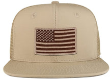 Desert American Flag Iron on Patch Flat Bill Ripstop Trucker Mesh Cap