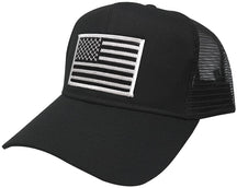 AC Racing USA American Flag Patch Snapback Trucker Mesh Cap - Black