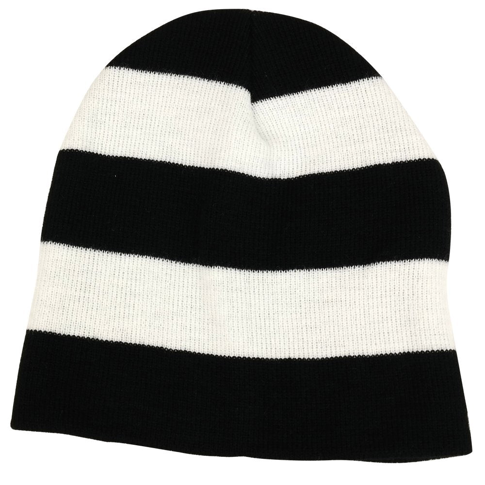 Armycrew Two Tone Thick Striped Acrylic Knit Short Winter Beanie Hat