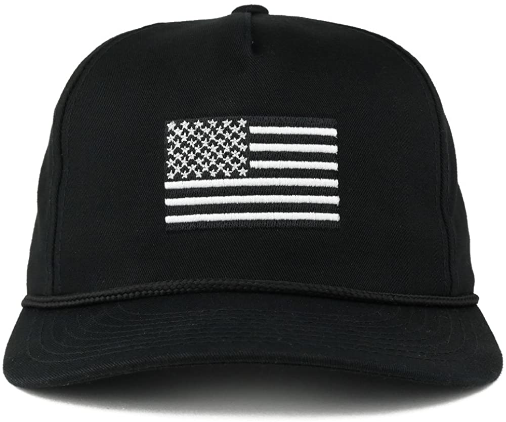 USA Flag Embroidered Braided Snap Adjustable Cap