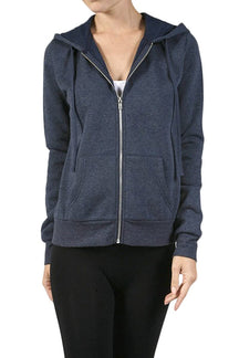Armycrew Women's Long Sleeve Inner Brushed Full Zip Warm Hoodie Fleece Jacket