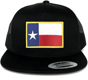 Flexfit 5 Panel Texas State Flag Embroidered Iron on Patch Snapback Mesh Back Cap