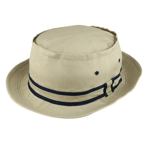 Armycrew Cotton Twill Fisherman Roll Up Bucket Hat with Stripe Band