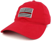 Thin Red Line Embroidered USA Flag Soft Fit Washed Cotton Baseball Cap