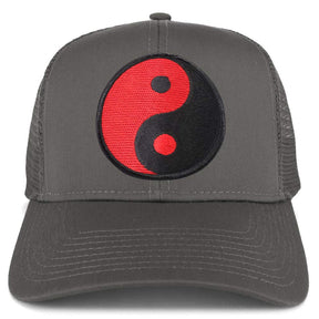 Armycrew Red Yin Yang Patch Structured Mesh Trucker Cap