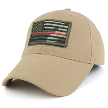 Armycrew USA Camo Thin Red Flag Tactical Patch Cotton Adjustable Baseball Cap