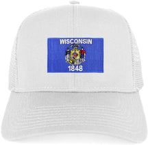 Armycrew New Wisconsin Home State Flag Embroidered Patch Mesh Trucker Cap
