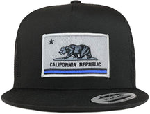Armycrew 5 Panel California Thin Blue Line Flag Patch Flatbill Mesh Cap