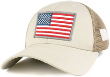 US American Flag Original with Grey Border Embroidered Patch Low Crown Adjustable Tactical Mesh Cap